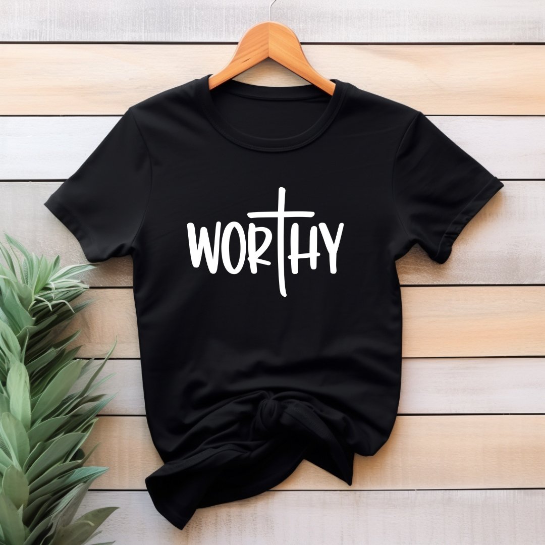 Unisex hoodies with the word "Worthy" in white